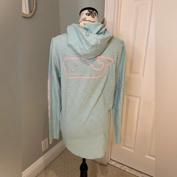 NWT Vineyard Vines Lightweight Aqua Haze Hoodie | Whale Logo | Size S - Picture 6 of 14